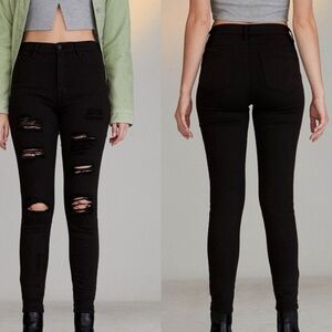 PacSun High Rise Destroyed Distressed Jegging Jeans Black Size 25 Stretchy